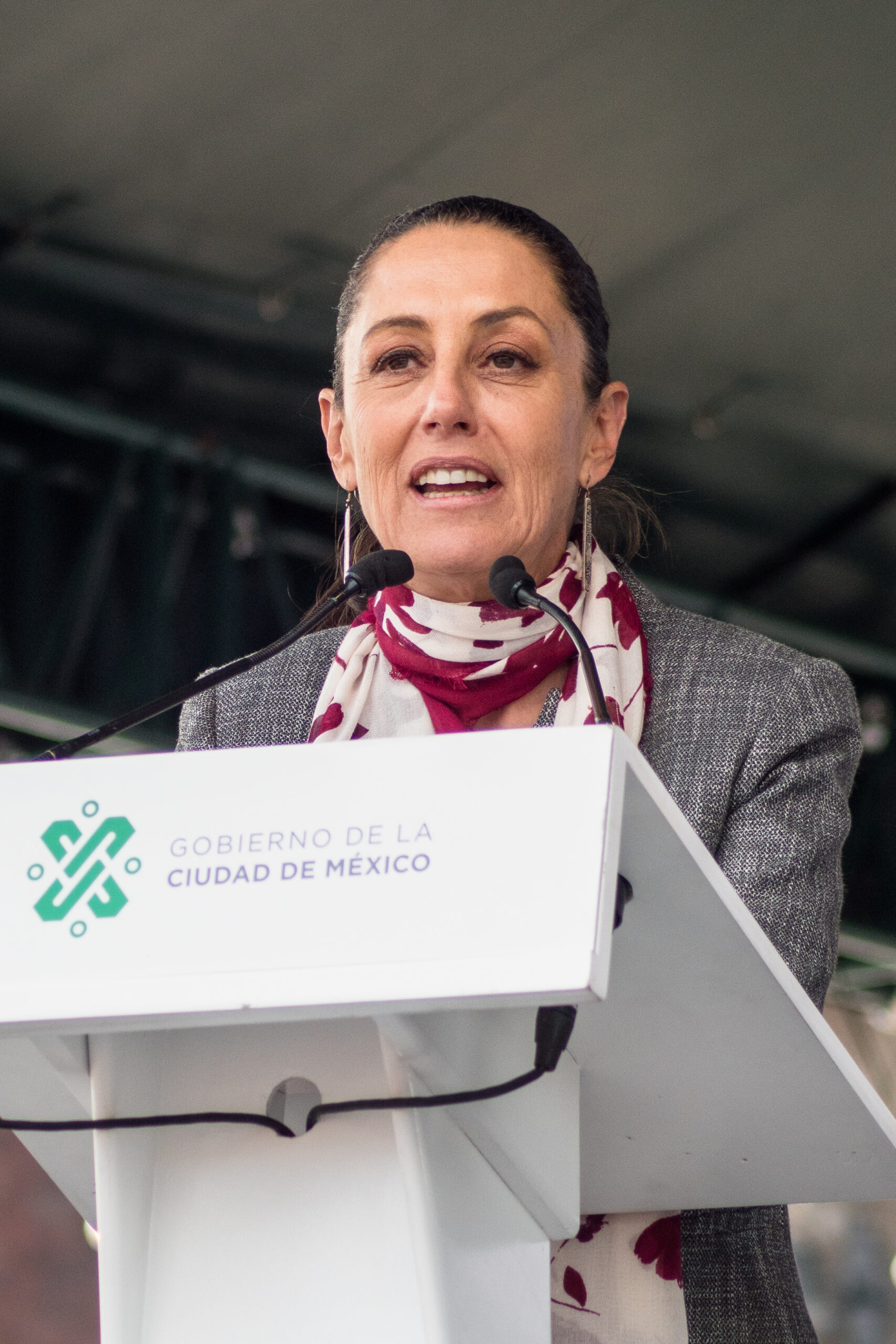 Claudia Sheinbaum speaking during her tenure as Mexico's City mayor in 2020