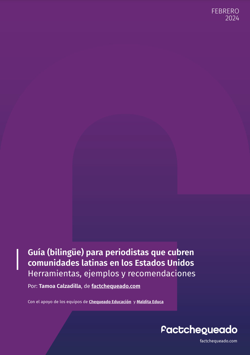 Cover of the PDF version of Factchequeado's bilingual guide for journalists.