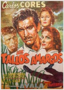 A poster of the Argentine film "Los Tallos Amargos" showing the faces of the four main characters, including two men and two women