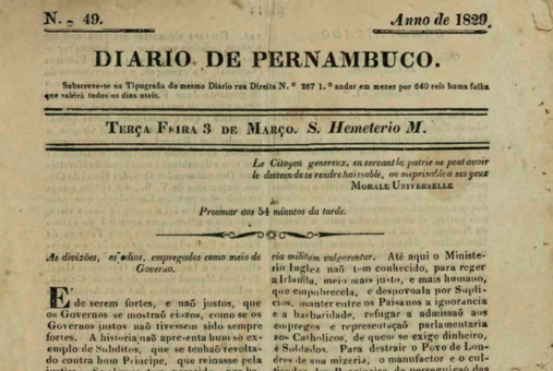 Diario de Pernambuco edition from 1829