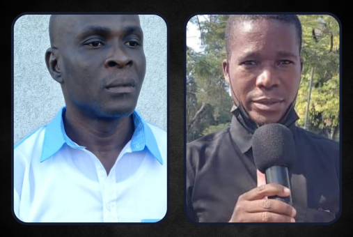 Photos of Haitian journalists Jimmy Jean (left) and Marckendy Natoux (right), killed in a gang attack on a hospital in Port-au-Prince.