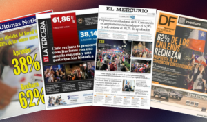 Covers of four Chilean newspapers on their Sept. 5th, 2022 editions, with their coverage of the results of that year's constitutional referendum. (Photo: Screenshots)