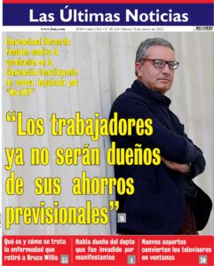 Cover of Chilean newspaper Últimas Noticias portraying politician Bernardo Fontaine. (Photo: Screenshot)