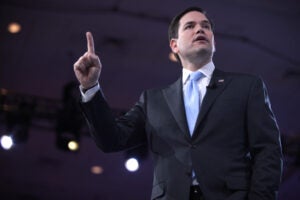 U.S. Senator Marco Rubio of Florida speaking at the 2016 Conservative Political Action Conference (CPAC) in National Harbor, Maryland.