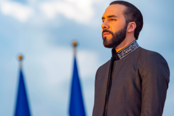 President Nayib Bukele looks ahead during a speech marking El Salvador's 203rd Independence Day anniversary, 15 September 2024