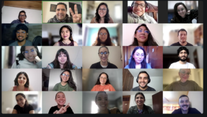 Captura de pantalla de una videoconferencia con los participantes de la 9a generación de la Red LATAM de Jóvenes Periodistas, de la organización mexicana Factual. (Foto: Cortesía Factual)