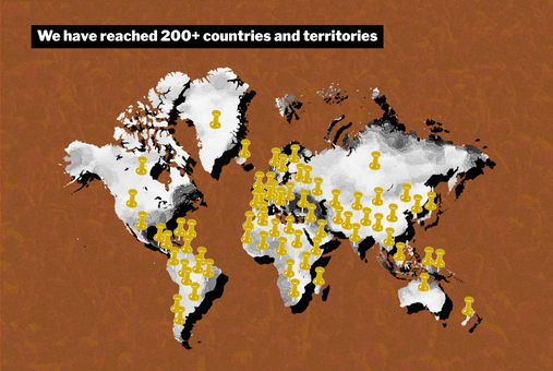 We have reached 200+ countries and territories.