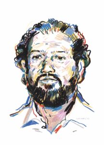 Hombre de mediana edad, con barba y camiseta blanca