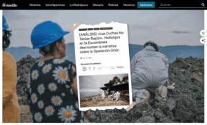 Screenshot of the website of the Colombian media outlet El Armadillo. (Photo: Screenshot of El Armadillo website)