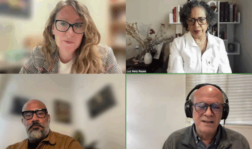 Four people on screens