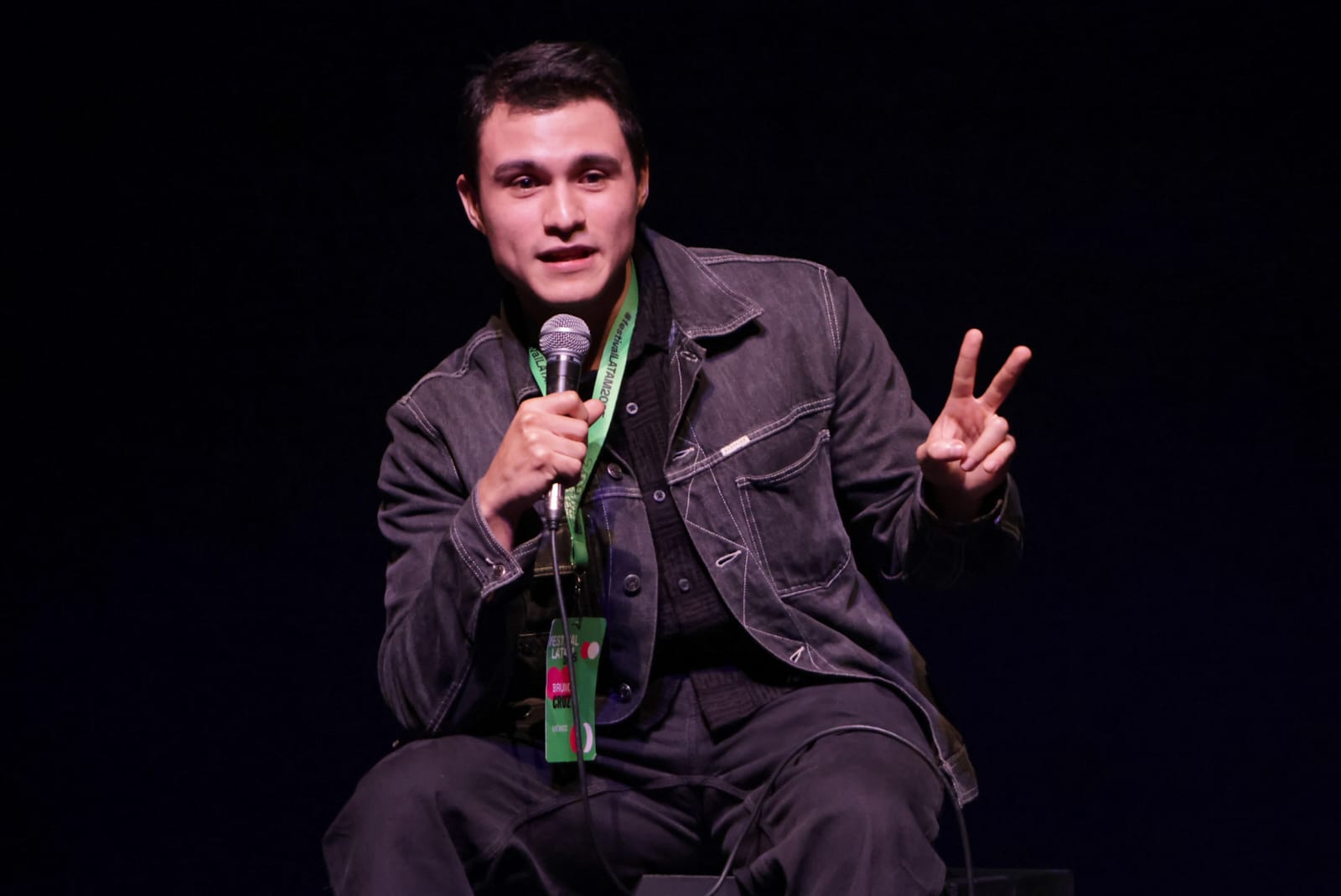 Mexican environmentalist and journalist Bruno Cruz speaks during a panel at the Festival LATAM in Mexico City, in 2025.