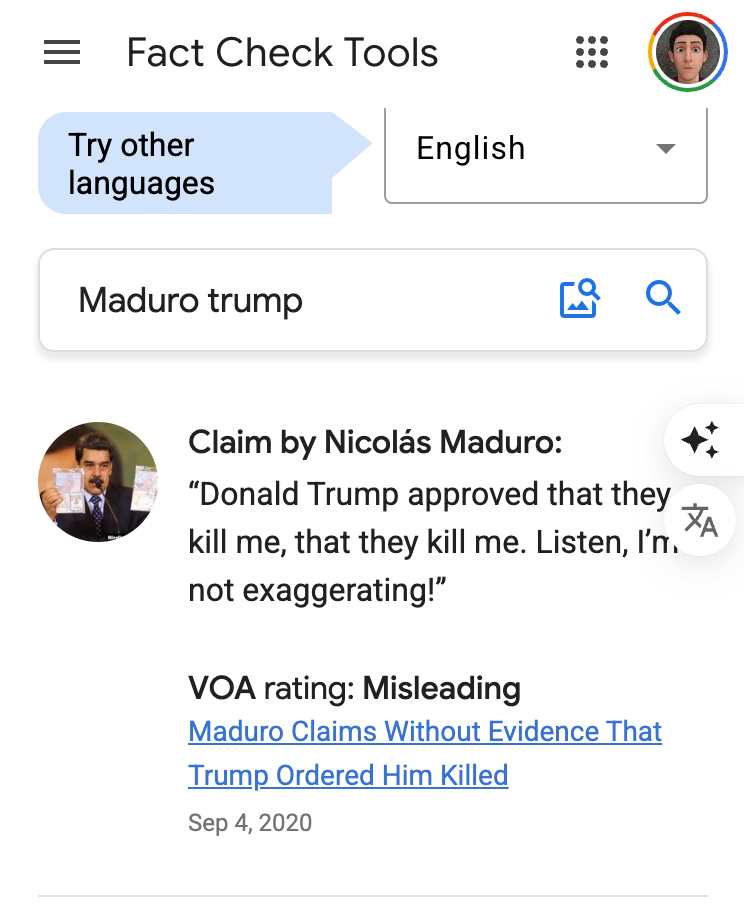 Google's Fact Check Tools website. (Photo: Screenshot)