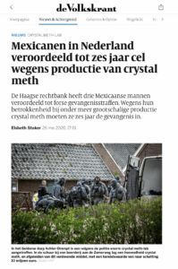 Captura de pantalla del sitio web del periódico neerlandés De Volkskrant, en el que se muestra un artículo sobre mexicanos involucrados en narcolaboratorios. (Photo: Captura de pantalla)