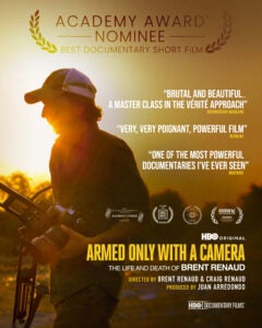 Poster of a documentary called Armed only with a camera