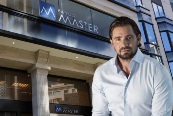 Collage of man in white shirt in front of Bank building