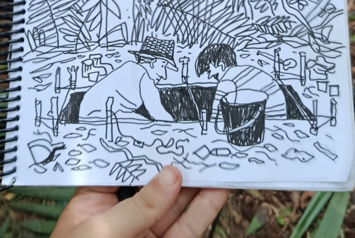 Hand holding a comic book strip