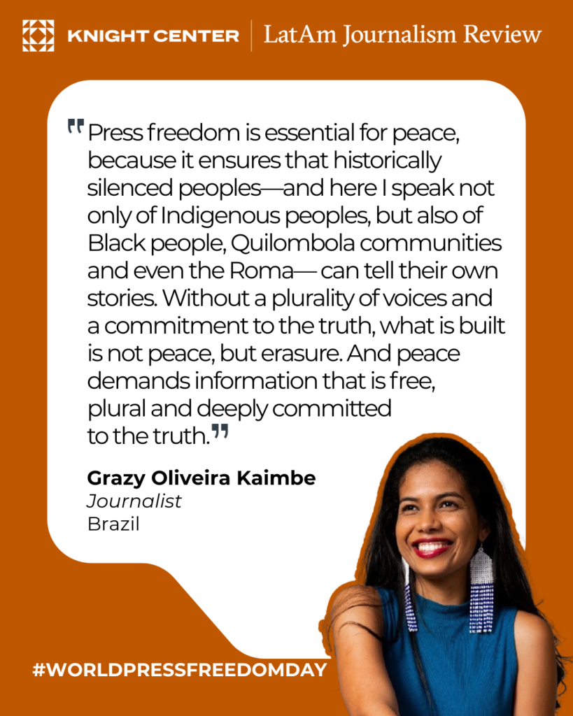 Person in blue dress in front of quote