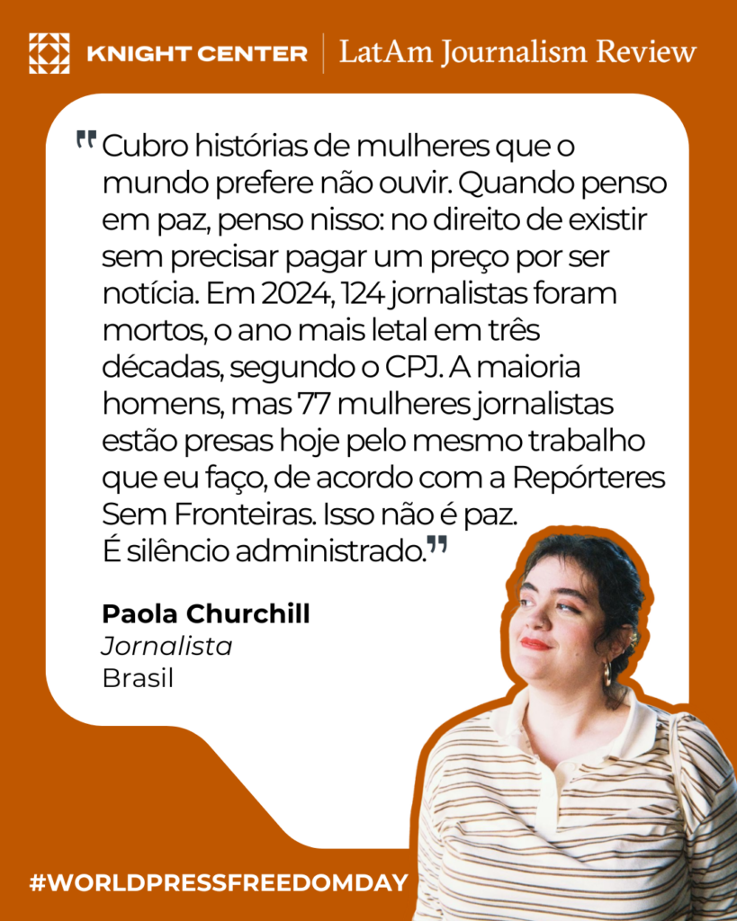 Person in striped shirt in front of quote
